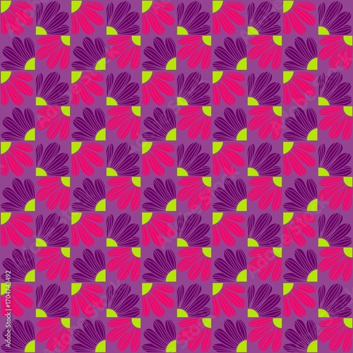 seamless floral pattern, Colorful seamless pattern featuring alternating floral designs