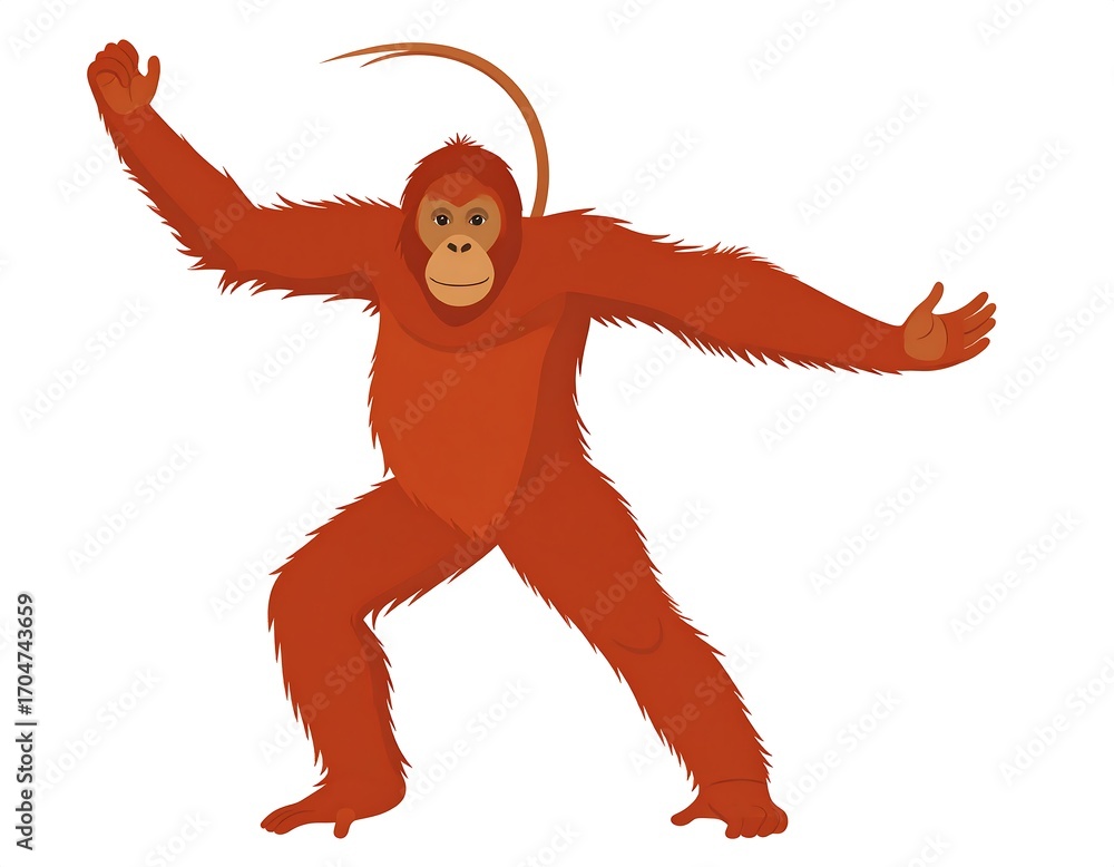 Naklejka premium Happy orange ape illustration