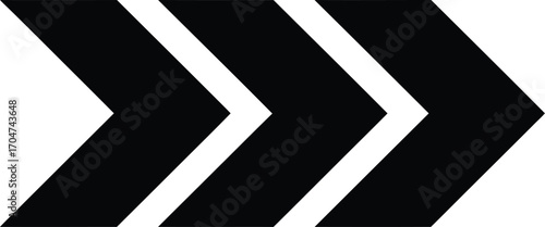 Bold black chevron arrows pointing right indicate forward motion and progress