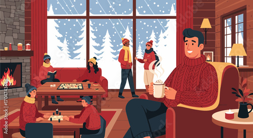 Cozy Winter Cabin Getaway With Friends And Hot Chocolate