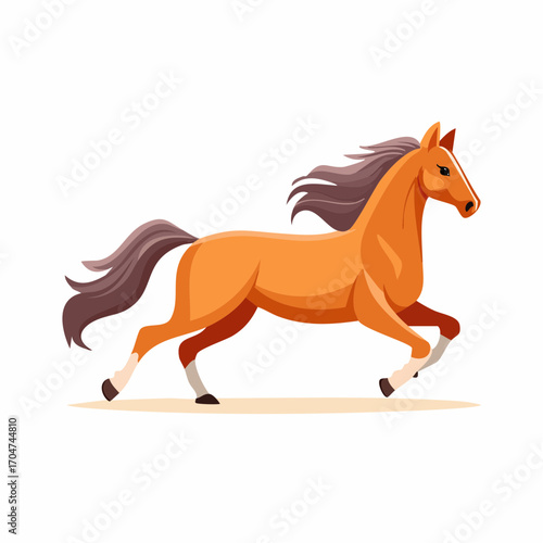 Horse Illustration in Flat Vector Domestic Animal Farm Design
