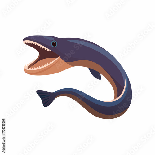 Eel Illustration in Flat Vector Marine Fish Animal Design
