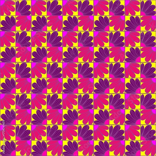 seamless floral pattern, Seamless pattern of stylized floral designs arranged in a grid