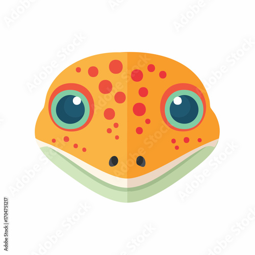 Gecko Head Illustration in Flat Vector Reptile Animal Design
