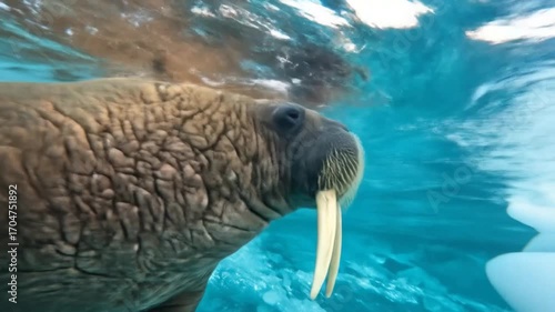 Walrus underwater portrait
