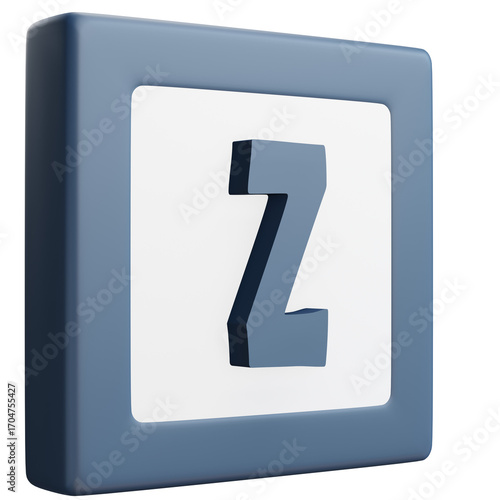 3D Letter Z Icon – Blue and White Block Style Alphabet