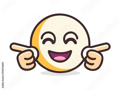 Emoji emoticon proud of himself, pointing oneself with fingers happy.
