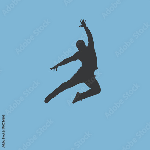 Wallpaper Mural Vector Silhouette Illustration of Jumping Man in Dynamic Pose in Minimalist Style Torontodigital.ca