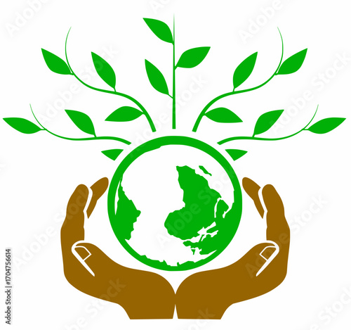Hand holding green earth