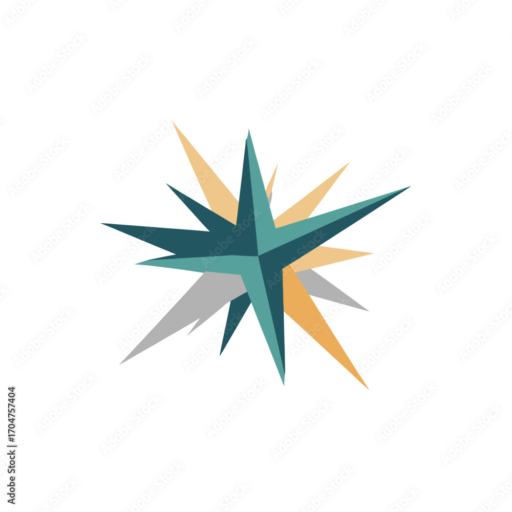 Obraz premium Abstract Starburst Design with Overlapping Shapes and Colors.