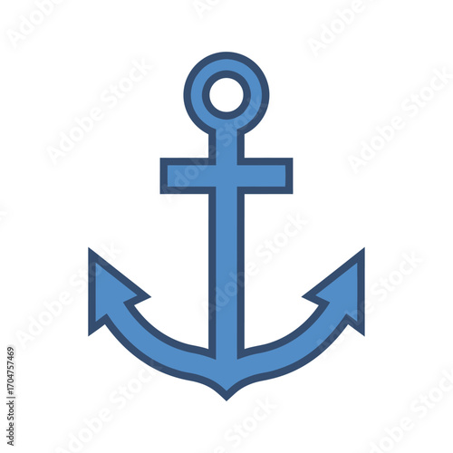 Blue Anchor Symbol for Maritime and Nautical Themes.