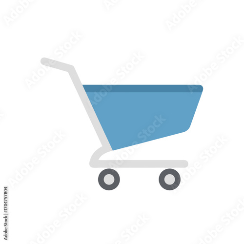 Blue Shopping Cart Icon for E-commerce and Retail.