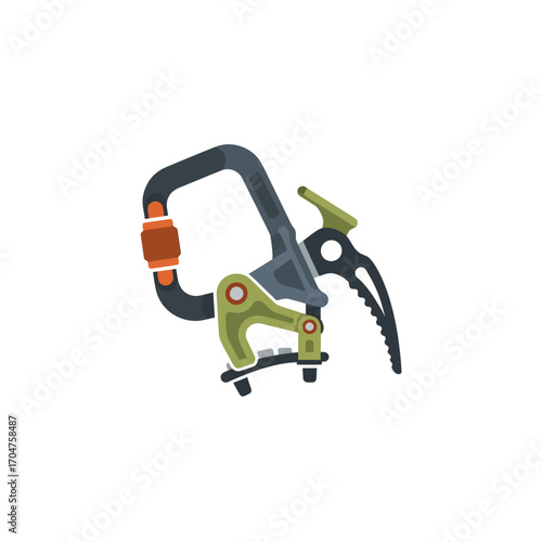 Climbing Ascender Device with Carabiner for Mountaineering.