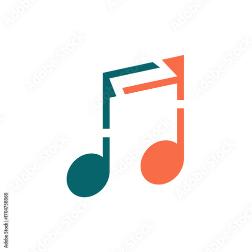 Colorful Music Note Logo Design for Creative Industries.