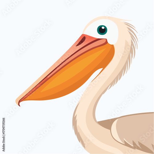 Pelican Head Illustration in Flat Vector Bird Animal Design
