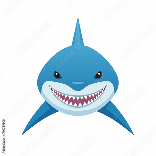 Shark Illustration in Flat Vector Marine Animal Design

