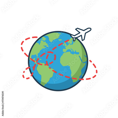 Global Travel with Airplane Around the World.