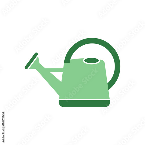 Green Watering Can Illustration for Gardening and Plant Care.