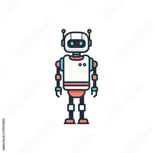Illustration of a Friendly Robot with Antennae and Screen Eyes.
