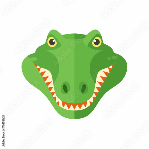 Crocodile Head Illustration in Flat Vector Reptile Animal Design
