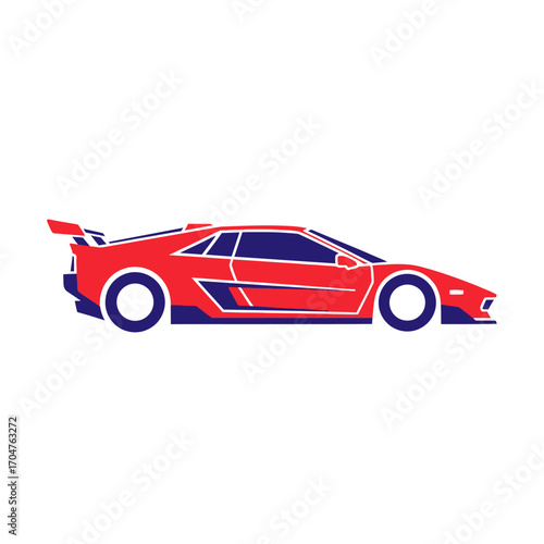 Red Sports Car with Spoiler - Sleek Automotive Design.