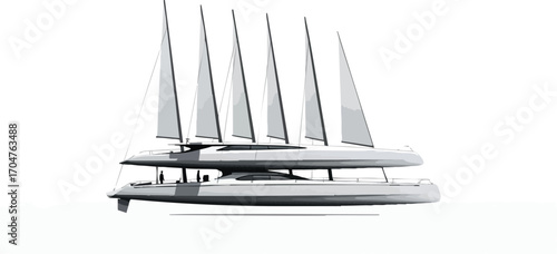 Modern luxury catamaran sailboat design on white background