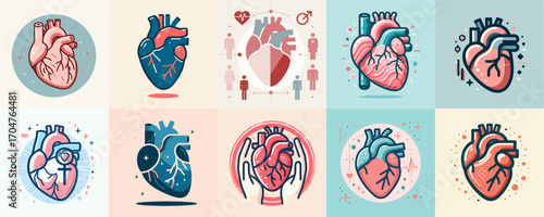 human heart vector illustration set