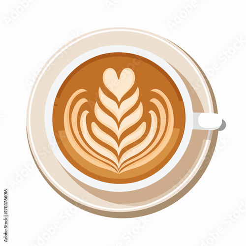 カフェラテのアートデザインベクターイラスト