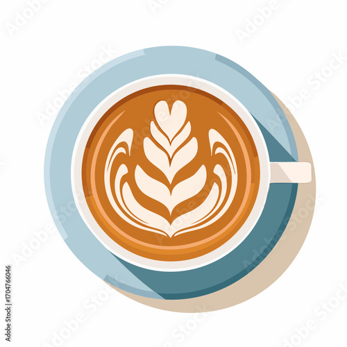 カフェラテのアートデザインベクターイラスト