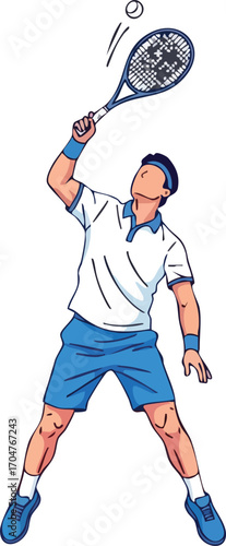 Tennis Player Serving Illustration White Background