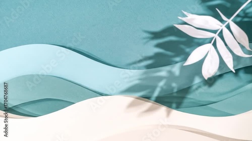 Abstract paper scene of ocean waves and plant shadow