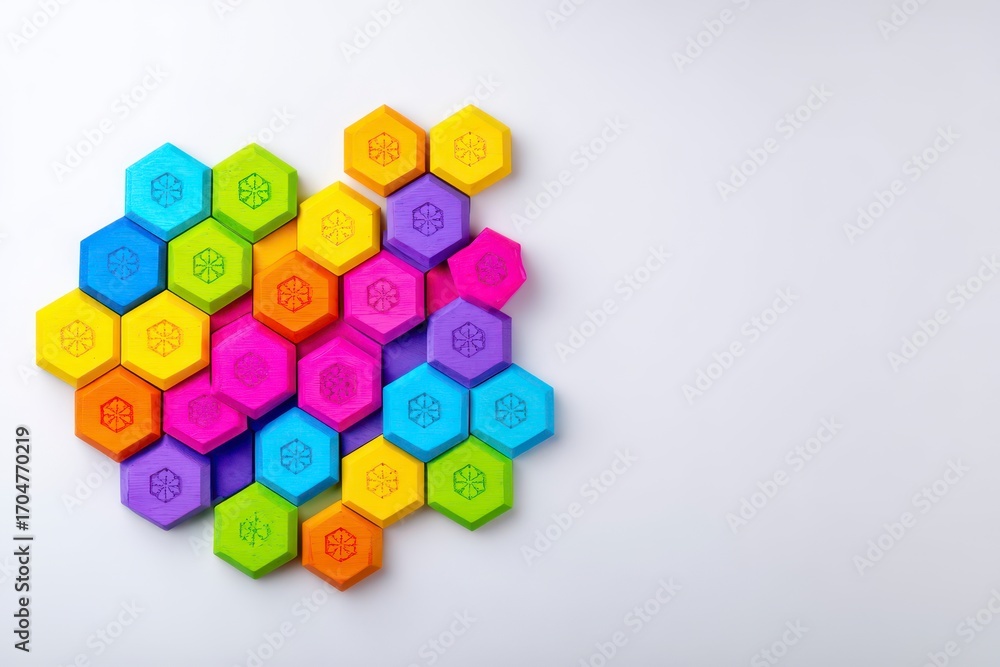 Obraz premium Colorful hexagon puzzle