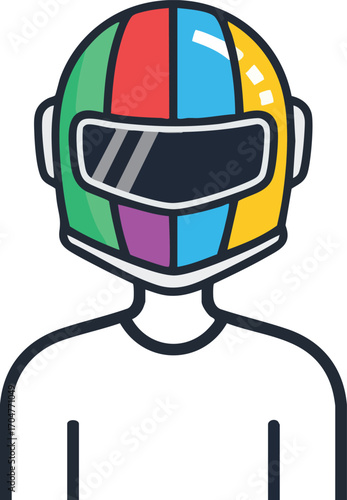 Racer Avatar Icon Colorful Helmet Motorsport Gaming Competition