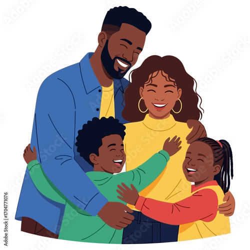 A Loving Family Embrace Filled with Joyful Expressions.