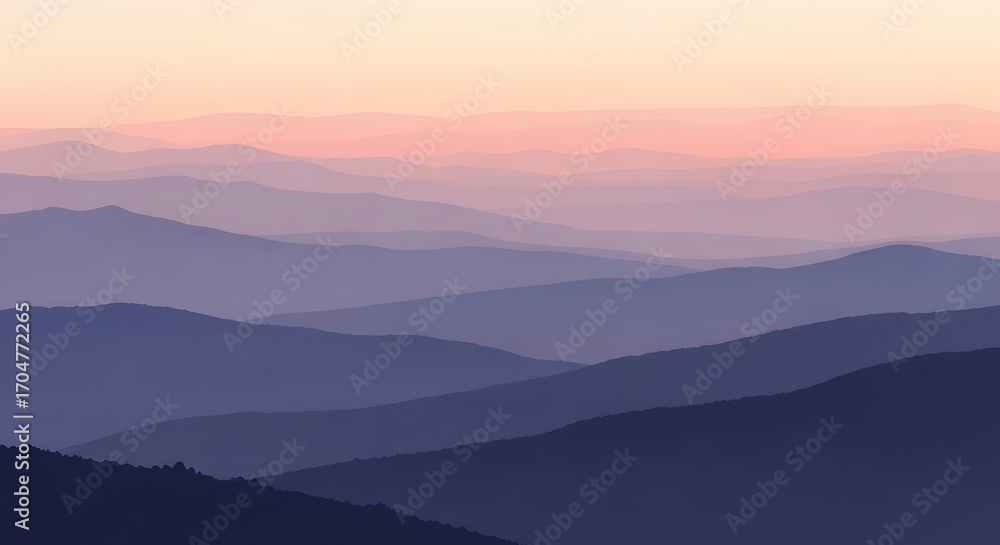 Fototapeta premium Misty Mountain Range Sunrise View.
