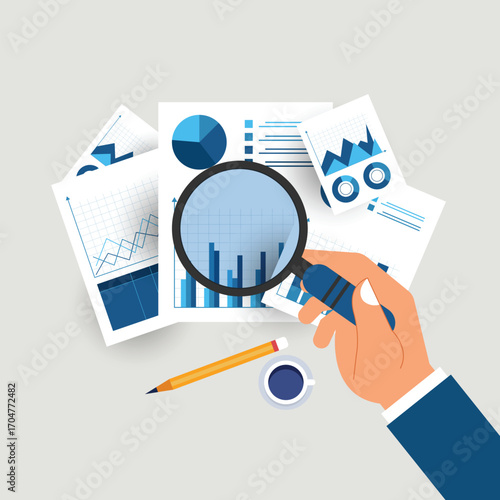 Business analytics finance graph report concept