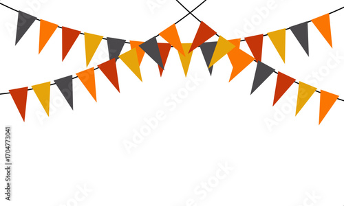 autumn colors flags garland, thanksgiving frame template
