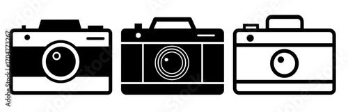 Camera icon set. Photo camera vector icon on a white background.