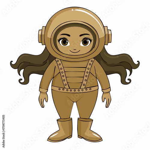 whimsical deep-sea diver undersea charm vector illustration for marine and adventure branding