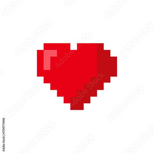 Pixel art Heart Vector Illustration Isolated Design