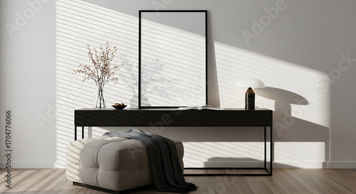 Modern minimalist home decor sunlit interior design elegant living room console table