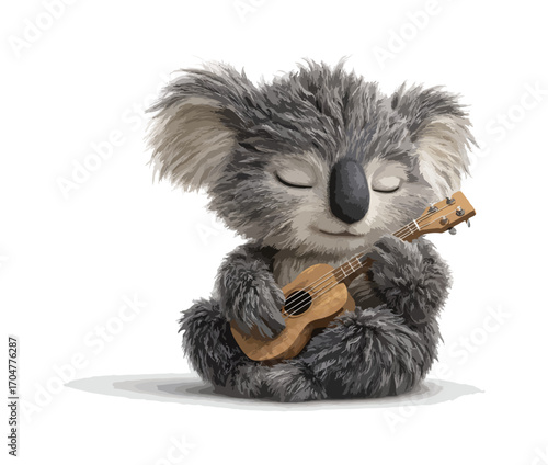 Koala playing ukulele illustration
