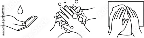 Step-by-step guide showing how to properly wash hands with soap and water for hygiene and health.