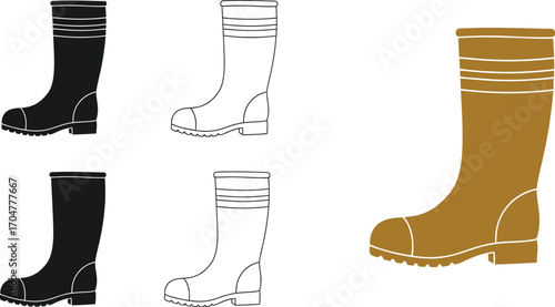 Collection of colorful rubber boots for outdoor adventures and rainy days