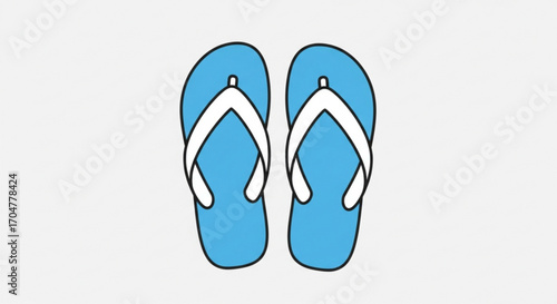 Blue flip flops summer footwear for beach, pool, or casual wear in hot weather