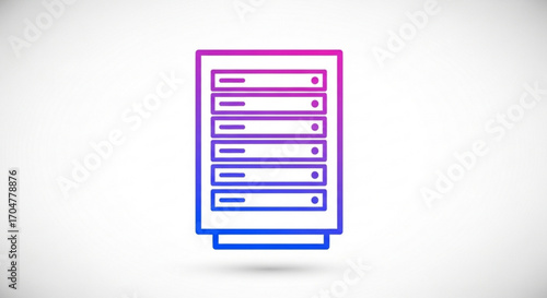 Server rack icon, representing data storage, networking, and information technology infrastructure