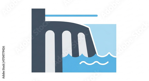 Hydroelectric power plant vector icon design for clean energy concept and renewable energy source