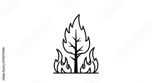 Wildfire vector icon design for forest fire and bushfire concept and environmental disaster