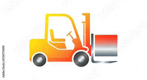 Illustration of a forklift truck in yellow and orange gradient for industrial use