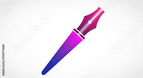 Illustration of a vibrant fountain pen with a gradient color scheme for creative projects